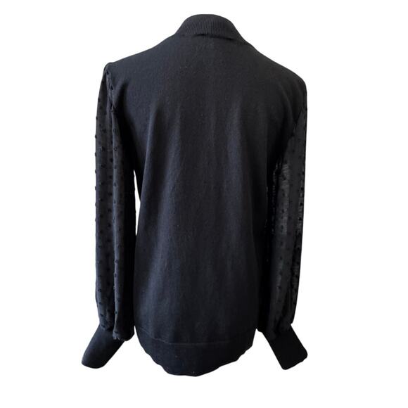 CECE Nordstrom Women's Black Mock Neck Clip Dot Long Sleeve Sweater Size S - Picture 5 of 6